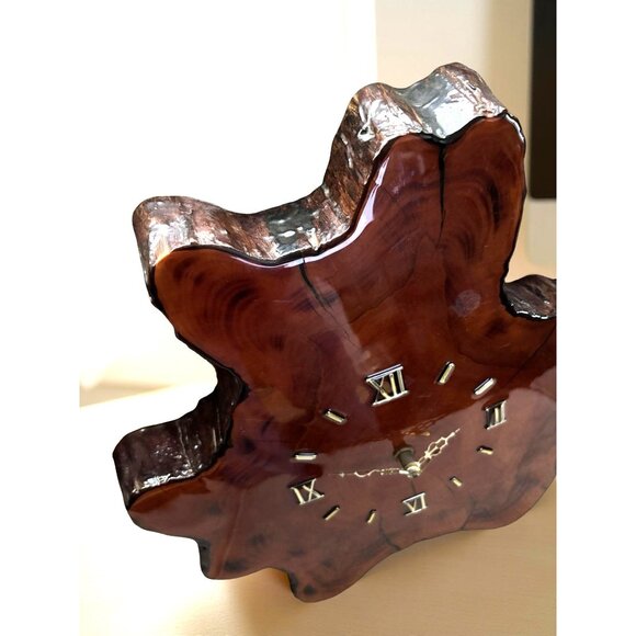 Vintage Live Edge Cypress Wall Clock – Natural Wood Slab Clock, Rustic 1970s Dec - Picture 7 of 12